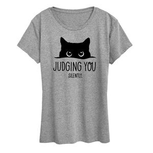 Женская футболка с рисунком Judgeing You Silly Cat Licensed Character, серый