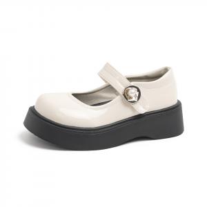 Be good Британские стильные повседневные кожаные туфли Мэри Джейн на платформе 5 см для женщин в подарочной упаковке - экрю, цвет Ecru