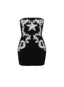 Платье без бретелей с вышивкой "пейсли" Balmain, черный