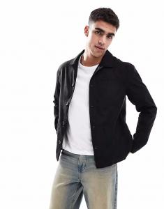 Brave Soul - Черная куртка с воротником на пуговицах спереди