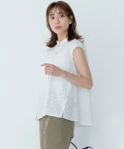 Вышитая кружевная блузка без рукавов Suite, цвет Ivory [002]