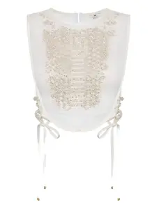 Топ из органзы с кристаллами в виде змеи Elisabetta Franchi, белый