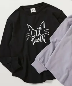 Футболка с длинными рукавами с принтом Devil Lab Girls, 100% хлопок Devirock, цвет 007-Neko-Black