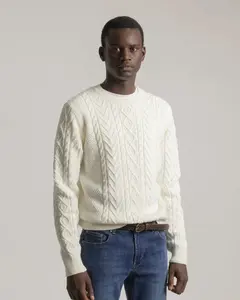 Мужской джемпер жаккард белого слоновой кости PuroEgo, светло-бежевый