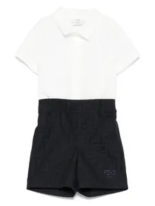 Комплект из рубашки и шортов с логотипом FF FENDI KIDS, белый