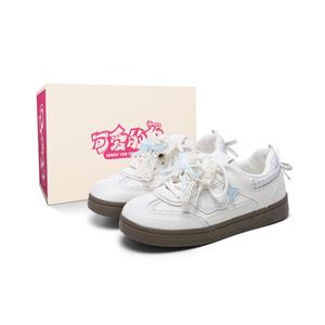 Стильные износостойкие и легкие низкие скейтерские туфли для женщин Lovely You KEAIDENI, белый синий белый синий Lace Bowknot