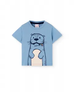 Детская футболка с круглым вырезом и короткими рукавами Boboli, светло-голубой