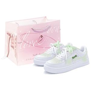 XTEP Кроссовки Air Force One с низким верхом, устойчивые к истиранию и дышащие, для скейтбординга, женские, белые и зеленые