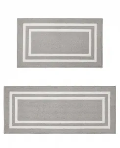 Комплект из двух ковров-дорожек с двойной окантовкой и ворсом Jean Pierre New York, белый/светло-серый