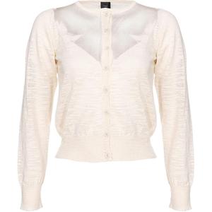 Кардиган с сетчатыми вставками и пуговицами PINKO, экрю