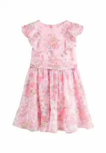 Платье для вечеринки в стиле «стандартный крой» с цветочным принтом и оборками Next, Pink