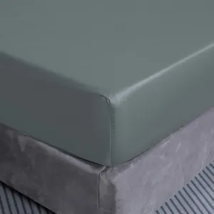 Простыня на резинке из хлопка 90x200+25 Серая Cotton Market