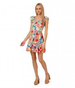 Платье Adrianna Papell Flutter Sleeveless Short Dress, Ivory Multi