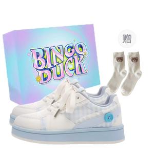 BINGO DUCK Скользоустойчивые амортизирующие лоу-топ скейтборд кроссовки женские синие + эксклюзивная коробка для обуви + подарочные носки, цвет Blue+Exclusive Shoe Box+Gift Socks