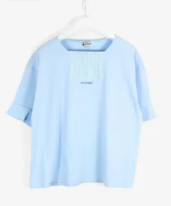 Пуловер из 100% хлопка с оборками на рукавах, охлаждающий Studio Picone, цвет Blue(069)