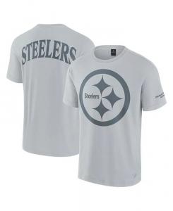 Мужская и женская серая футболка Pittsburgh Steelers Elements Iconic Tri-blend Fanatics