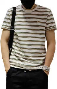 Футболка с круглым вырезом и коротким рукавом в полоску, Casual Fit, Korean Version ZUIAI