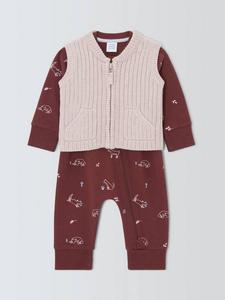 Комплект из комбинезона Baby Fox и вязаного жилета John Lewis, Burgundy