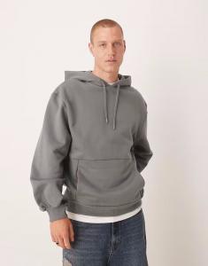 Толстовка оверсайз премиум-класса из плотной ткани с расклешенными рукавами, серого цвета, плотностью 400 г/м² Asos Design