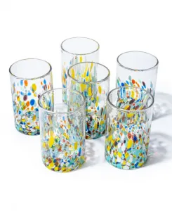 Набор из 6 мексиканских стаканов ручной работы, изготовленных методом выдувания стекла The Wine Savant, прозрачный