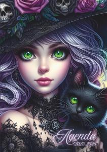 Agenda scolaire manga animé: Journalier (une page par jour) | 12x17 cm | Format standard | Collège et lycée | De Septembre à Juillet | Adolescent ... | Sorcière, chat, kawaii (French Edition) (Independently published)