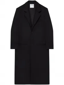 Длинное пальто строгого кроя Courrèges, черный