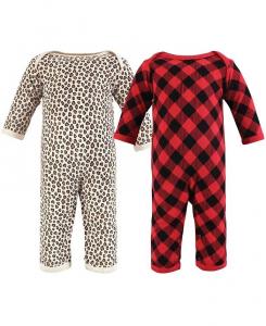 Термокомбинезон для маленьких девочек, 2 шт, цвет Buffalo Plaid Leopard Hudson Baby, красный