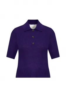 Вязаное поло Masy на пуговицах Lisa Yang, фиолетовый
