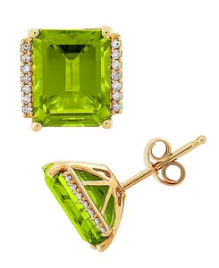 Серьги-Гвоздики с драгоценными камнями и бриллиантами из 14-каратного золота Macy'S, peridot