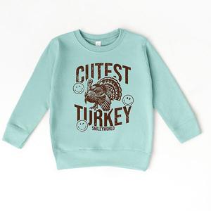 Свитшот с принтом Smileyworld cutest turkey distressed для малышей The Juniper Shop, Seafoam