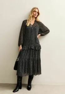 Платье-Миди с мелким принтом и оборками New Look, Black Pattern