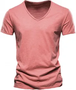 Футболка V-образным вырезом для мужчин, Cotton Blend, короткий рукав, легкая