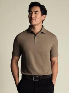 Короткий рукав поло из хлопковой смеси Charles Tyrwhitt, Camel