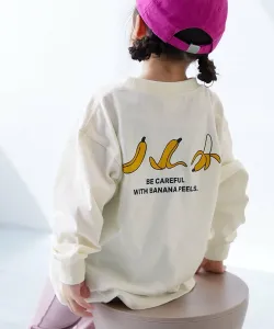 Футболка с длинным рукавом и крупным силуэтом дьявольской лабрадорши, Детская одежда. Размер 26SS Devirock, цвет 016-Banana-Off White