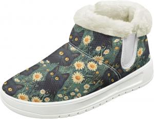 Женские зимние ботинки на снег, водонепроницаемые, короткие, легкие, теплые с плюшевой отделкой, зимние ботинки с противоскользящей подошвой, модные, размеры 36-48 Quxjehoe, Floral Cat