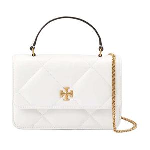 Кожаный односпальный плечевой мини-кошелек Kira Nappa женский белый TORY BURCH