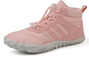 Сапоги для женщин водонепроницаемые, босоножки для мужчин, широкая коробка, теплые зимние ботинки, без шнурков, с искусственной кожей и мехом внутри, минималистичные обувь с нулевым перепадом, заземленные для ходьбы и бега, мода 2025 Generic, Pink