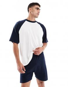 Пижамный комплект ASOS DESIGN реглан темно-синего цвета