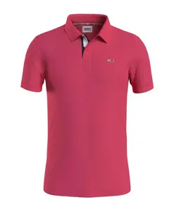 Розовая хлопковая рубашка-поло приталенного кроя Tommy Jeans, розовый