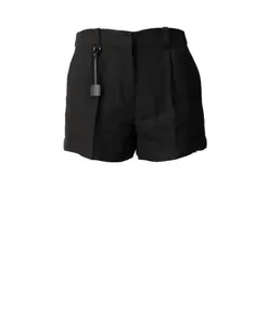 Черные льняные шорты со складками спереди Elisabetta Franchi, черный