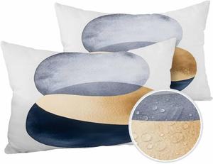 Huotupsine Декоративные подушки Outdoor Pillows Waterproof, Navy Blue Gray Abstract Art с наполнителем, геометрические современные пояснительные подушки для дома и улицы Dark Blue