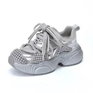ZUOSAISI Серебристо-серые женские кроссовки на массивной подошве с низким верхом, устойчивые к истиранию и дышащие, цвет Silver Gray