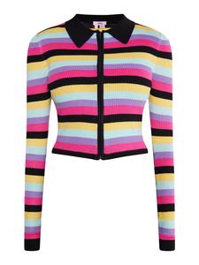 Женский укороченный кардиган черного цвета с разноцветными вставками myMo