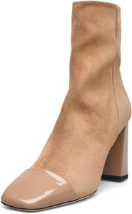 Женские классические ботильоны FOWT с квадратным носком и массивным каблуком, на молнии сбоку, удобные для повседневной ходьбы, короткие, размер 4-16 US, Peru