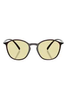 Солнцезащитные очки в круглой оправе Giorgio Armani, коричневый