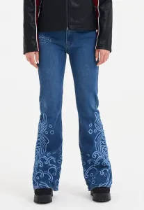 Женские джинсы-клеш с принтом прыгающих карпов кои Ed Hardy, Indigo