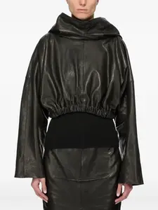 Кожаное худи Rick Owens, черный