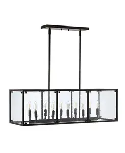 Линейный светодиодный подвесной светильник Paysan на 10 лампочек, регулируемый в деревенском стиле Jonathan Y, black