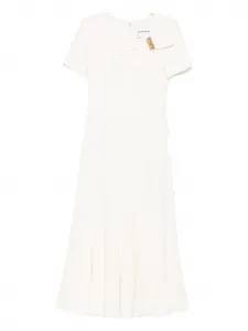 Платье миди с плиссировкой и узлом Roland Mouret, нейтральный