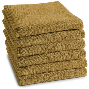 DDDDD Кухонное полотенце «Кухонное полотенце с логотипом, из 100% хлопка, 50х55 см», (набор, 6 шт.), кухонное полотенце из мягкой махровой ткани, очень впитывающее и прочное, цвет ocker